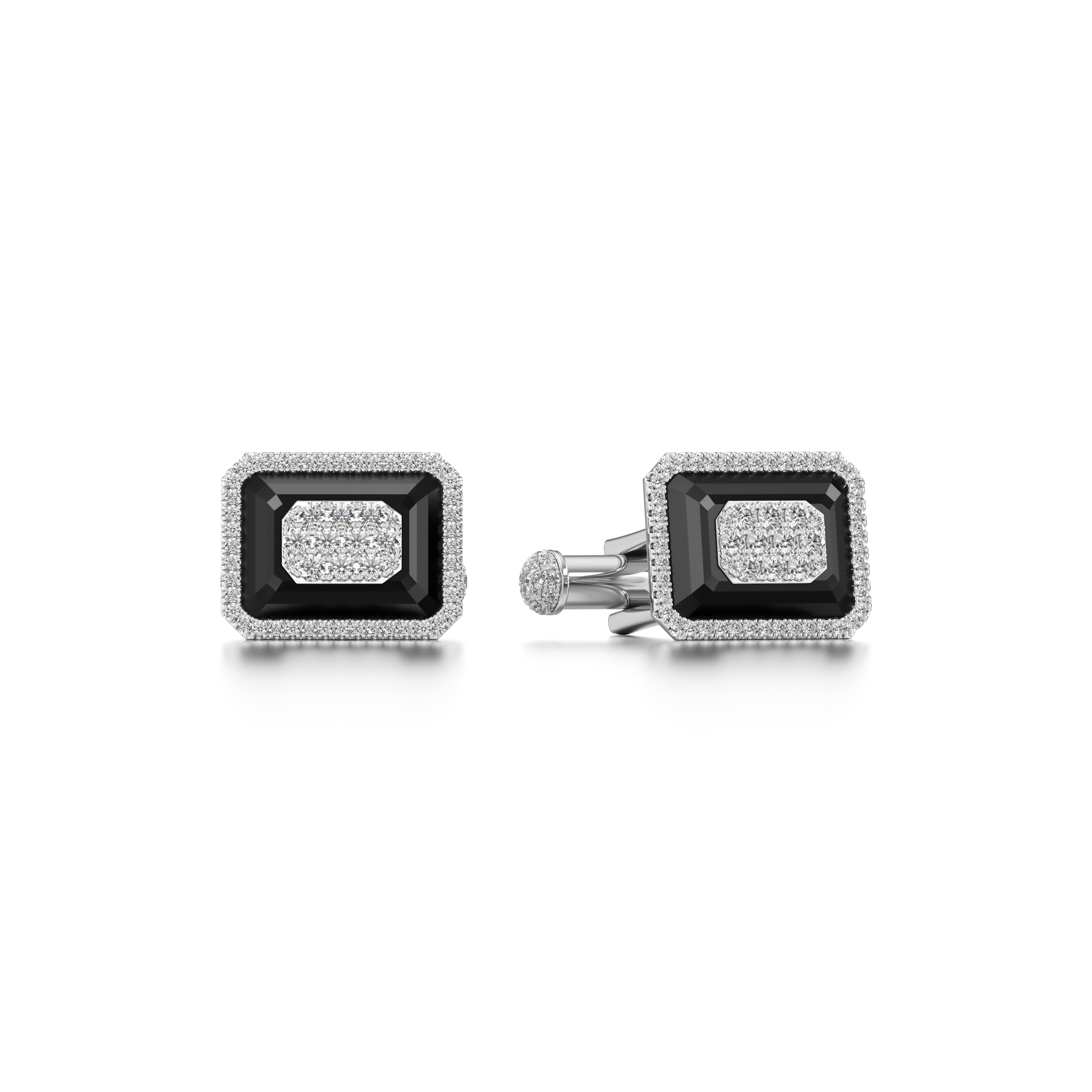 ONE Collection Emerald Cut Cufflinks with Diamond Halo – Bhansali