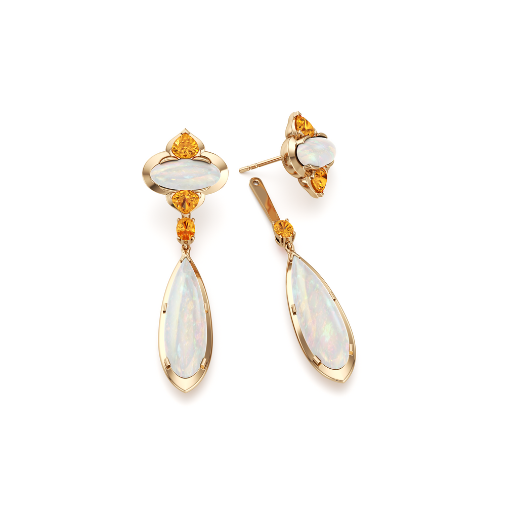 HERITAGE FIRE OPAL LONG DROP EARRINGS