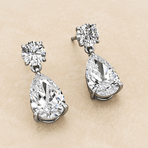 Diamond Drop Earrings in Platnium