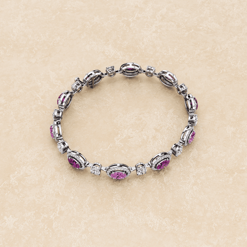 Pink Sapphire and Diamond  Bracelet in Platnium