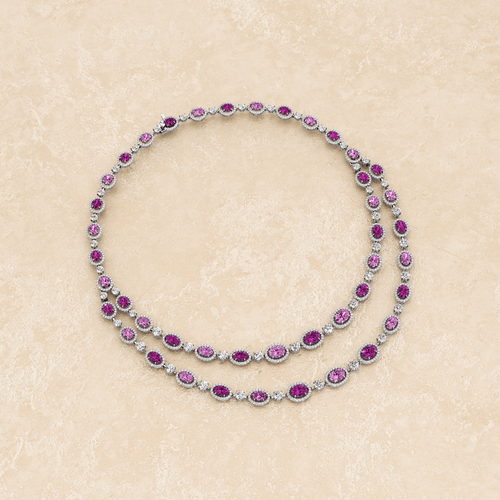 Pink Sapphire and Diamond  Detachable Necklace in Platinum