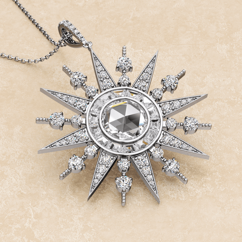 Sun & Moon Diamond Pendant in Platinum